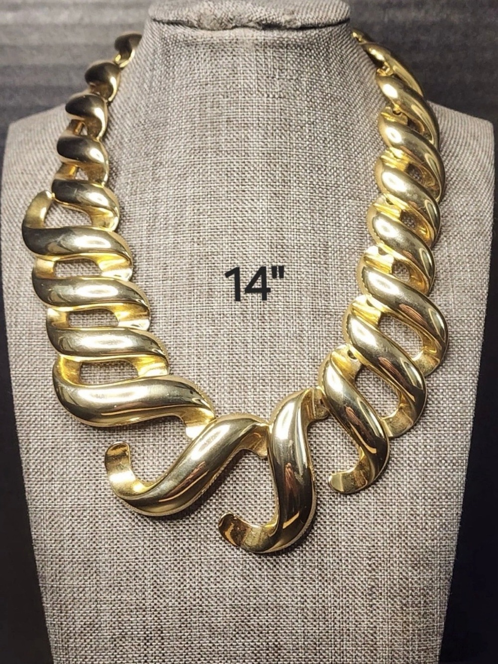 Gold-Tone Chunky Link Necklace - 14" Statement Collar